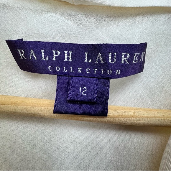 Ralph Lauren Collection Purple Label Cream Silk Fluted Dress Size 12 - Picture 10 of 12